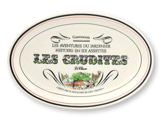 French Gien 'Les Crudites' Faience Plates, Set of 6