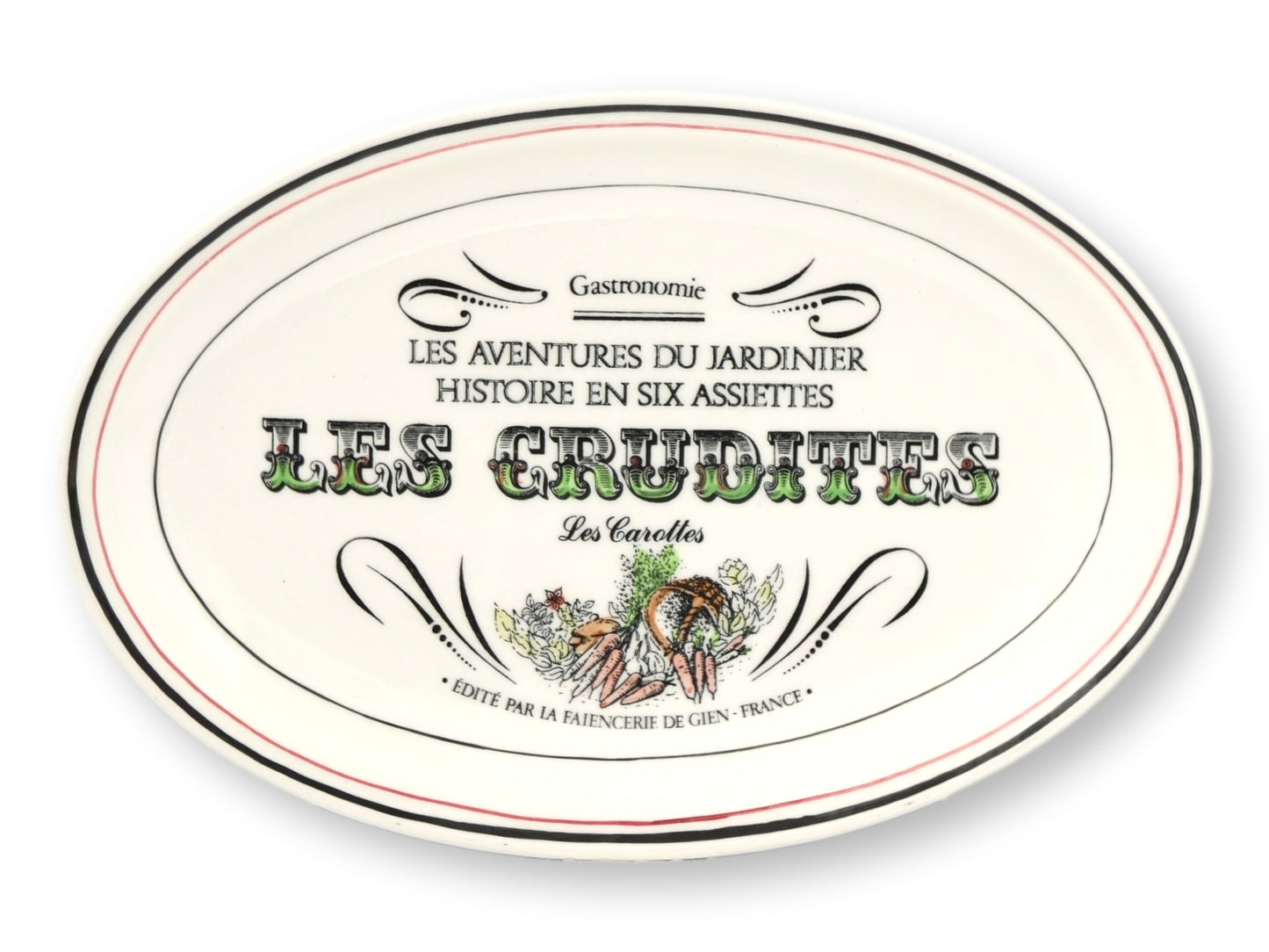 French Gien 'Les Crudites' Faience Plates, Set of 6
