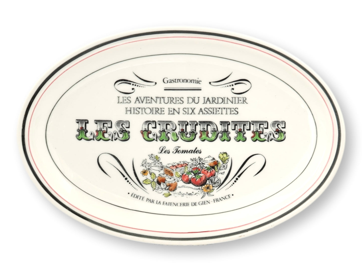 French Gien 'Les Crudites' Faience Plates, Set of 6