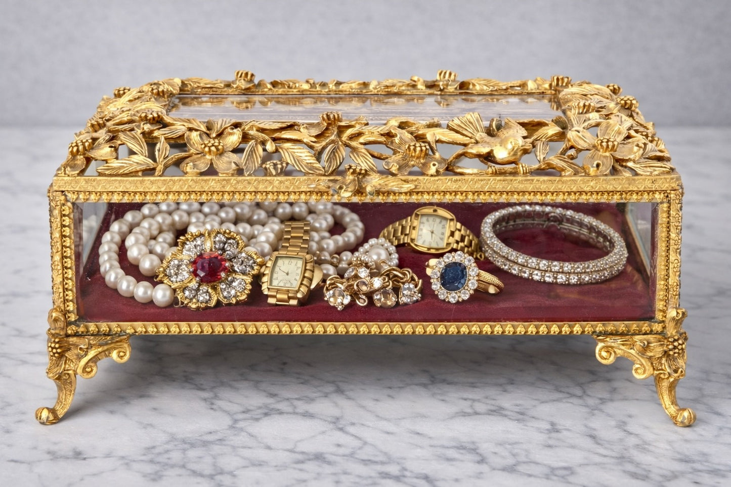 Exceptional Midecntury Matson Ormolu Jewelry Box