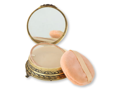 English Petit Point Vanity Powder Box with Mirror