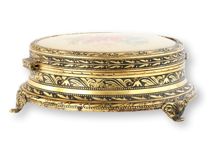 English Petit Point Vanity Powder Box with Mirror