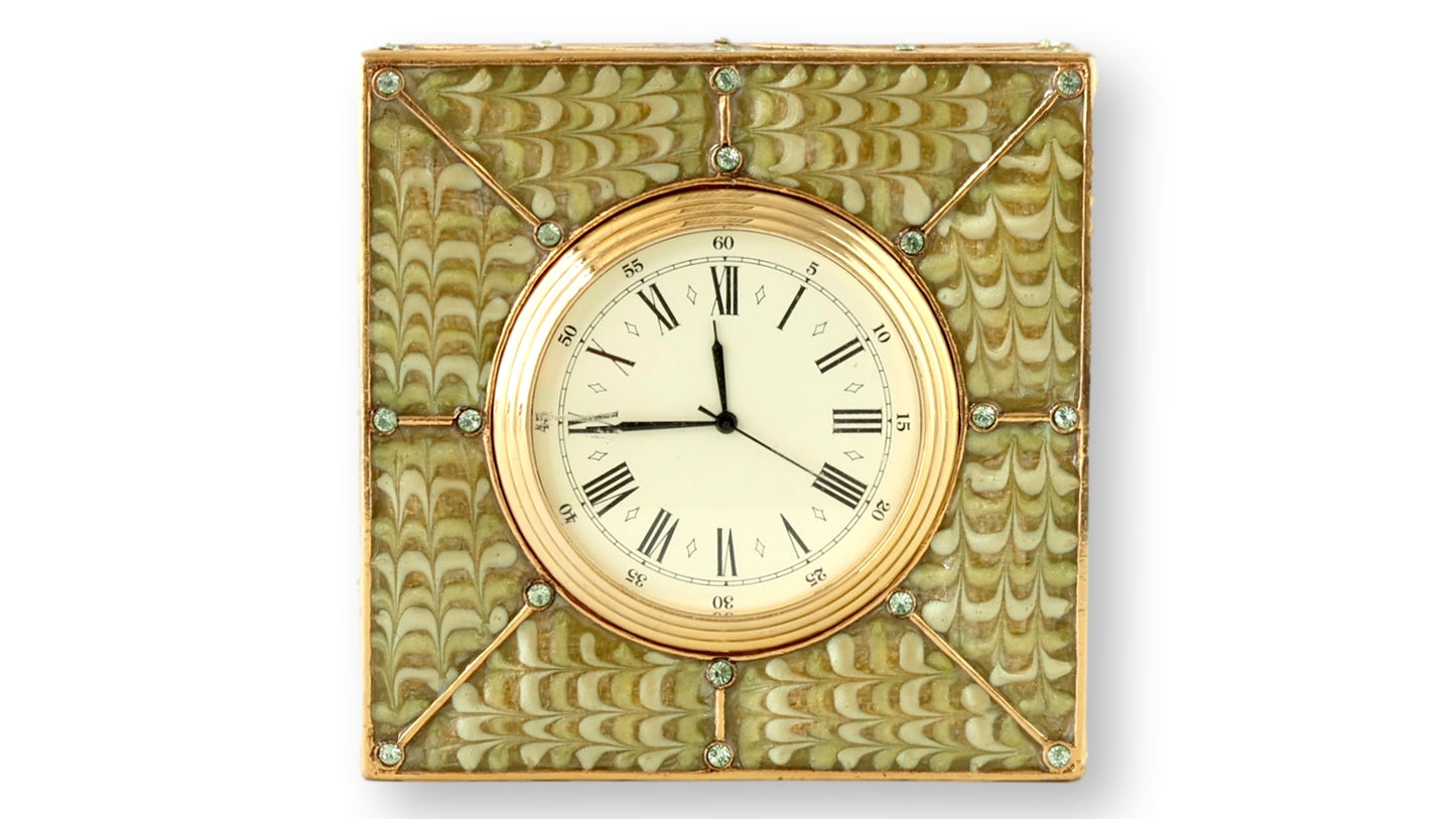 Vintage Jay Strongwater Enameled Desk Clock
