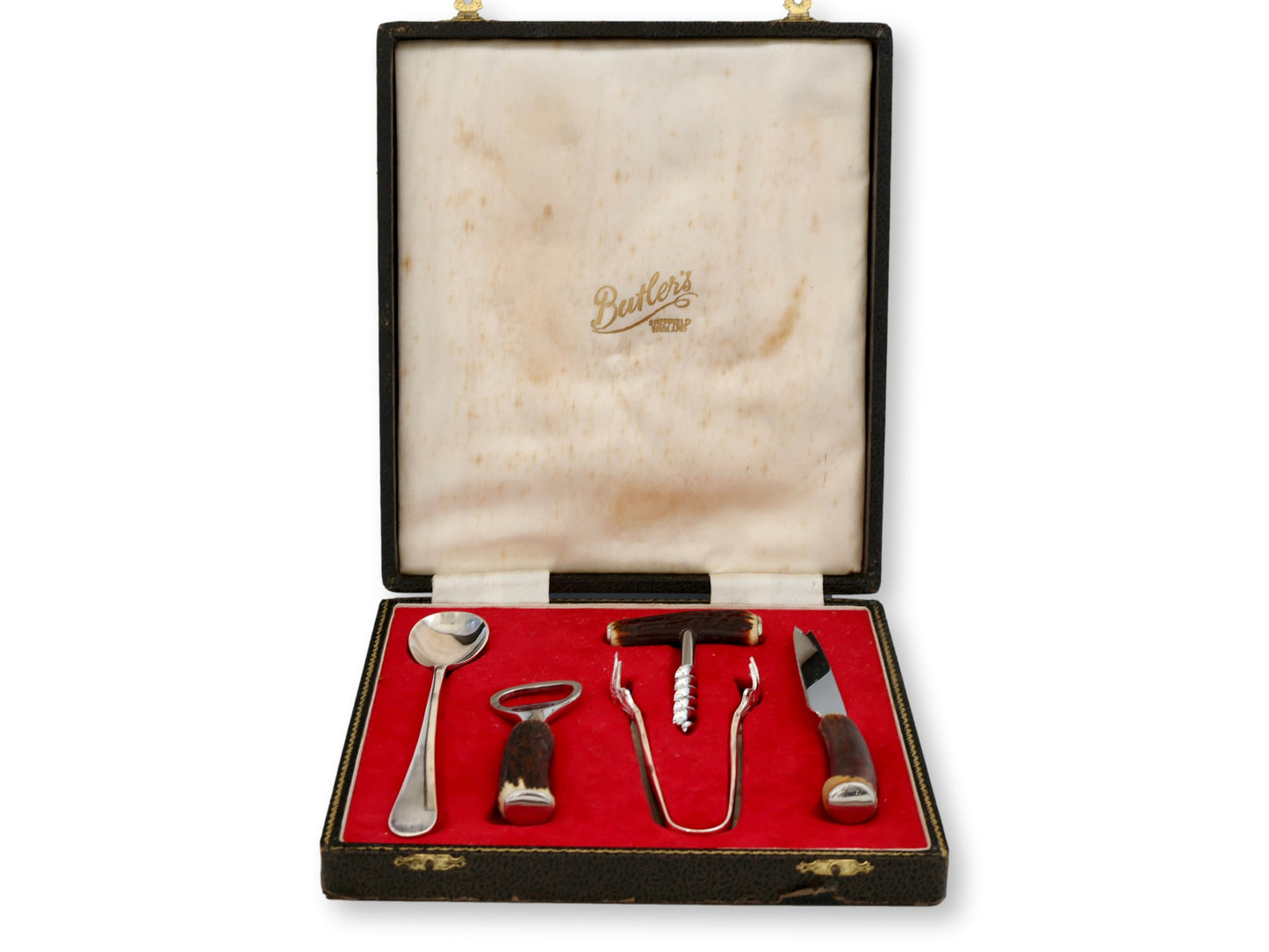 Boxed English Stag Horn Bar Tool Set