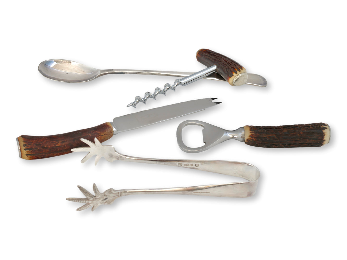 Boxed English Stag Horn Bar Tool Set
