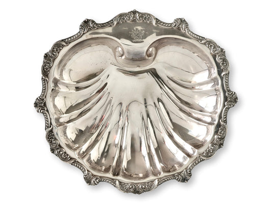 Vintage English Silverplate Crested Shell Dish