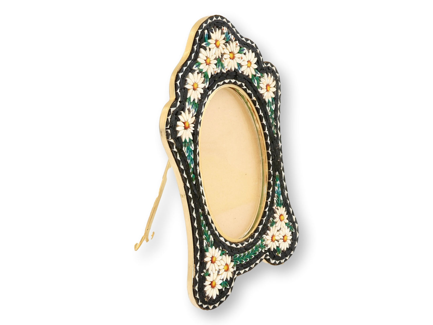 Midcentury Italian Micromosaic Picture Frame with Daisy Border