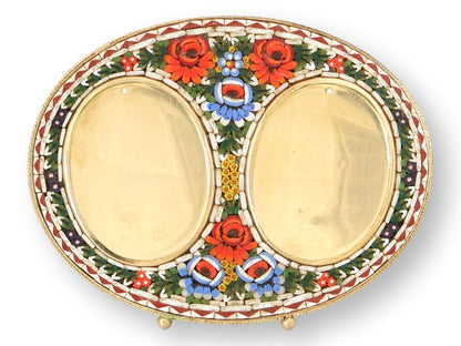 Midcentury Italian Double Micromosaic Picture Frame for Neiman Marcus