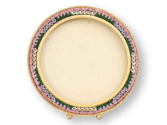Midcentury Italian Micromosaic Round Picture Frame