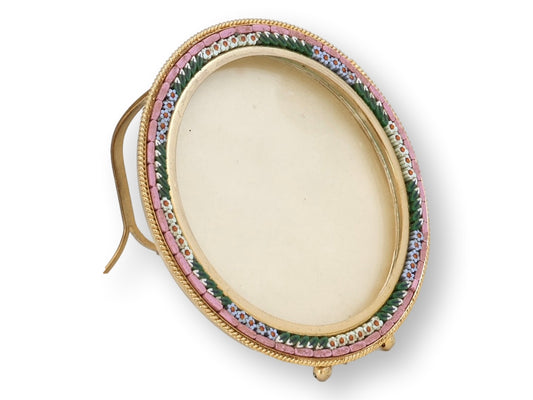 Midcentury Italian Micromosaic Round Picture Frame