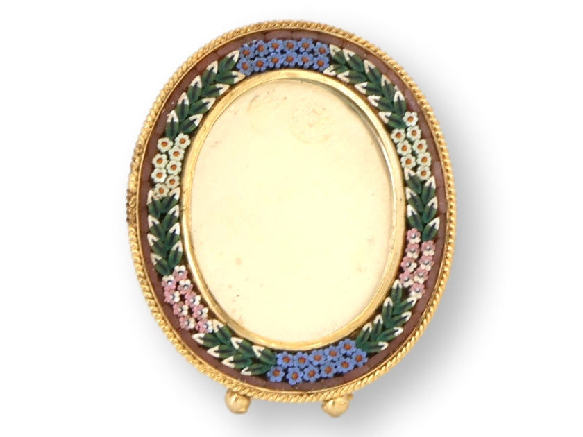 Midcentury Italian Micromosaic Oval Picture Frame for Neiman Marcus