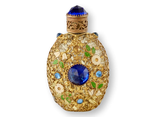 Midcentury Ormolu Jeweled Scent Bottle
