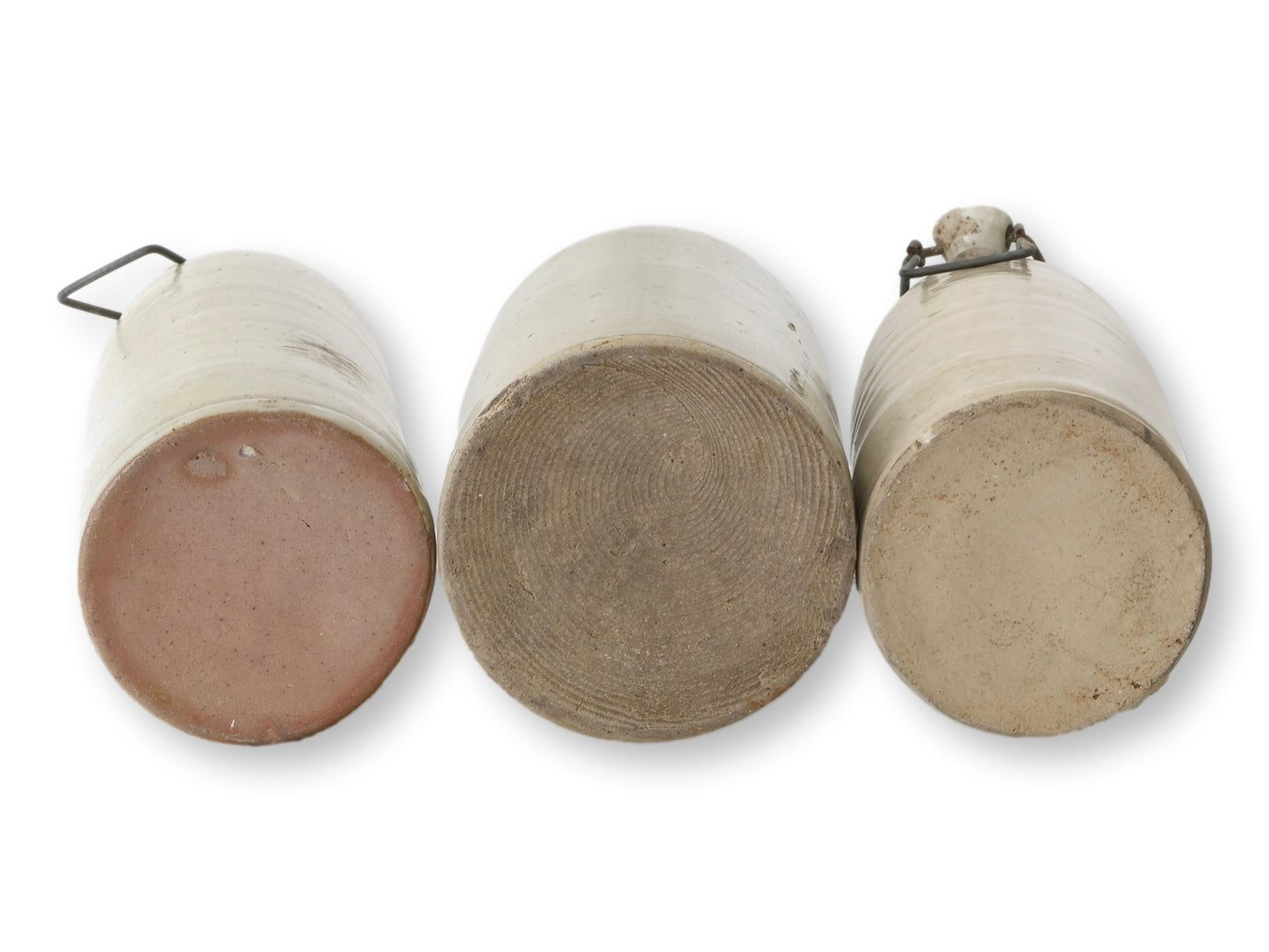 Antique French Stoneware Water Bottles, Set of 3