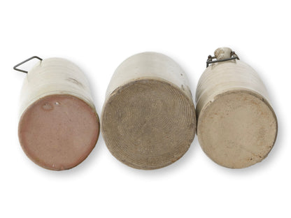 Antique French Stoneware Water Bottles, Set of 3