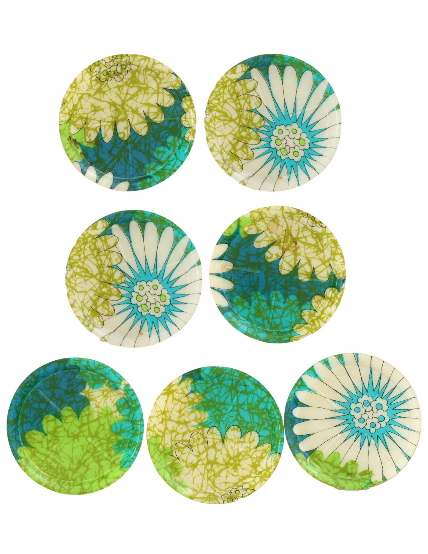1960s Fiberglass Drink Coasters, Set of 7