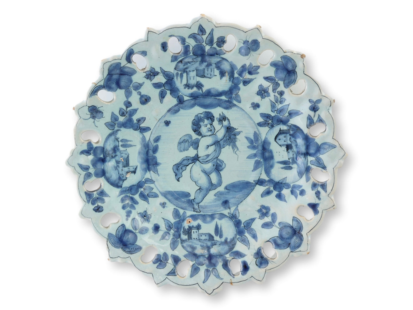 19th Century Ulisse Cantagalli Faience Cherub Plate