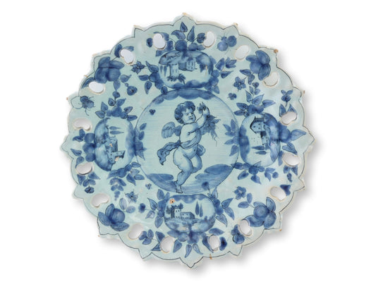 19th Century Ulisse Cantagalli Faience Cherub Plate