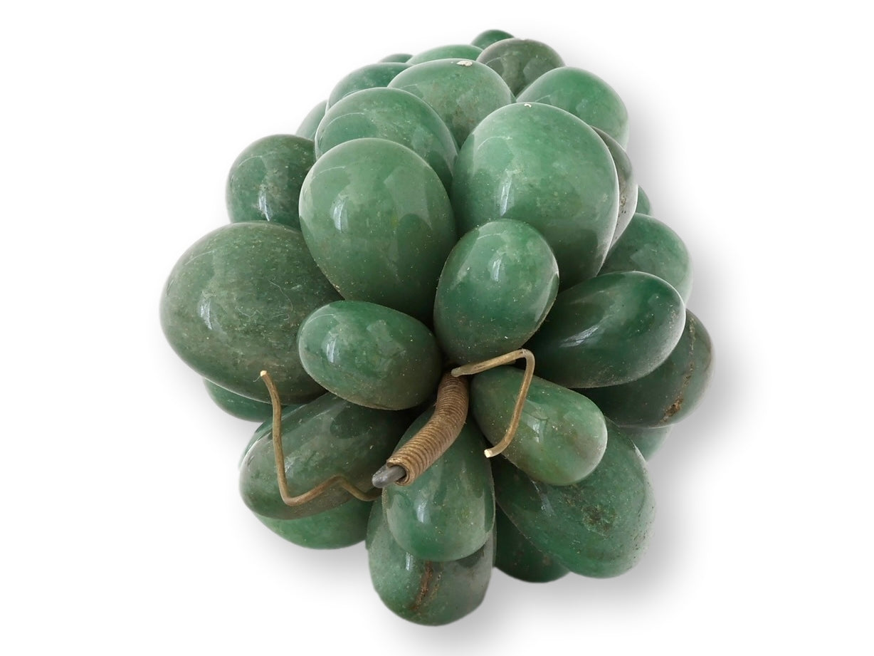 Large Italian Green Stone Grape Cluster Sculpture