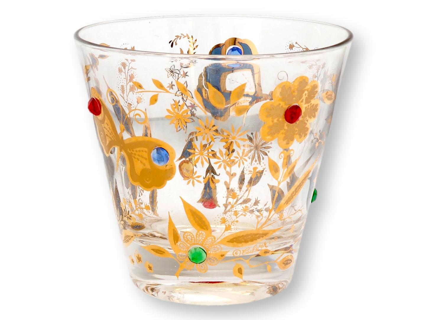 Culver "Birds & Butterflies" Jeweled Glasses, Set of 8