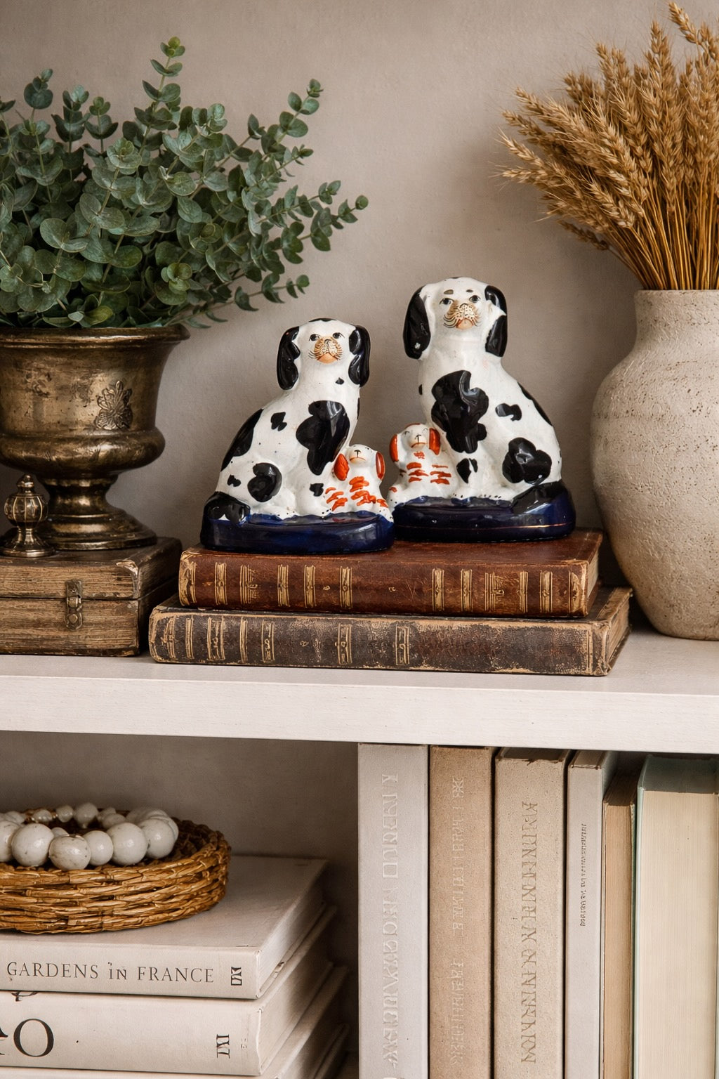 c.1860s English Victorian King Charles Spaniel Dogs, Mother & Pup