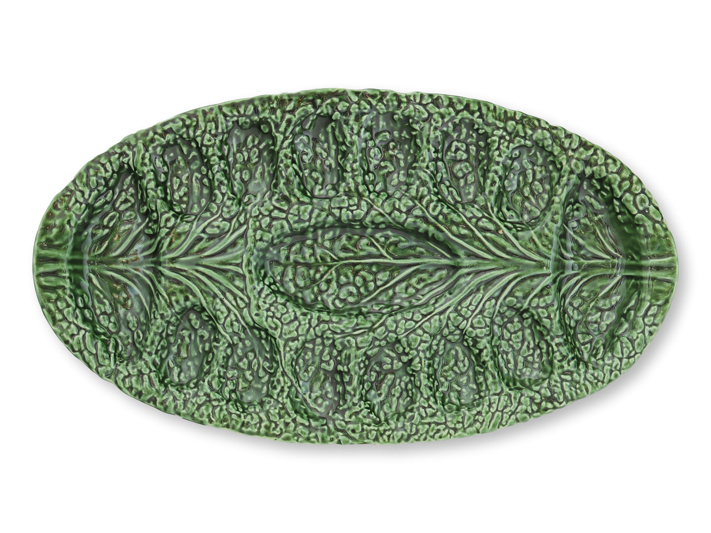 Majolica Cabbageware Deviled Egg Plate