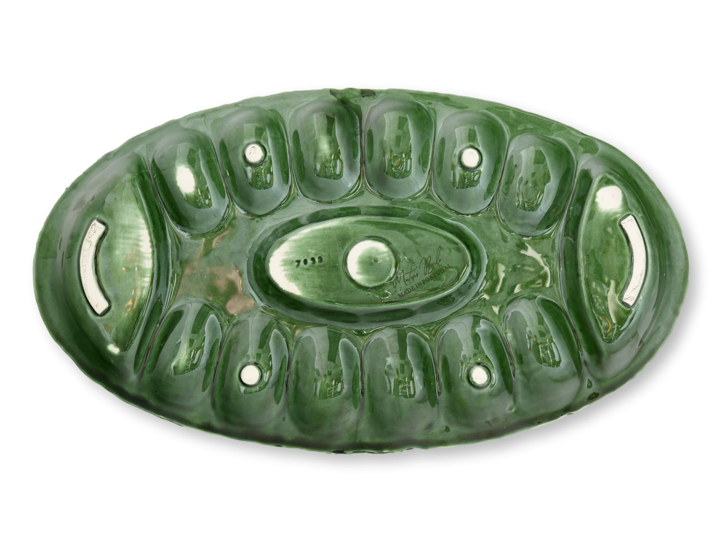 Majolica Cabbageware Deviled Egg Plate