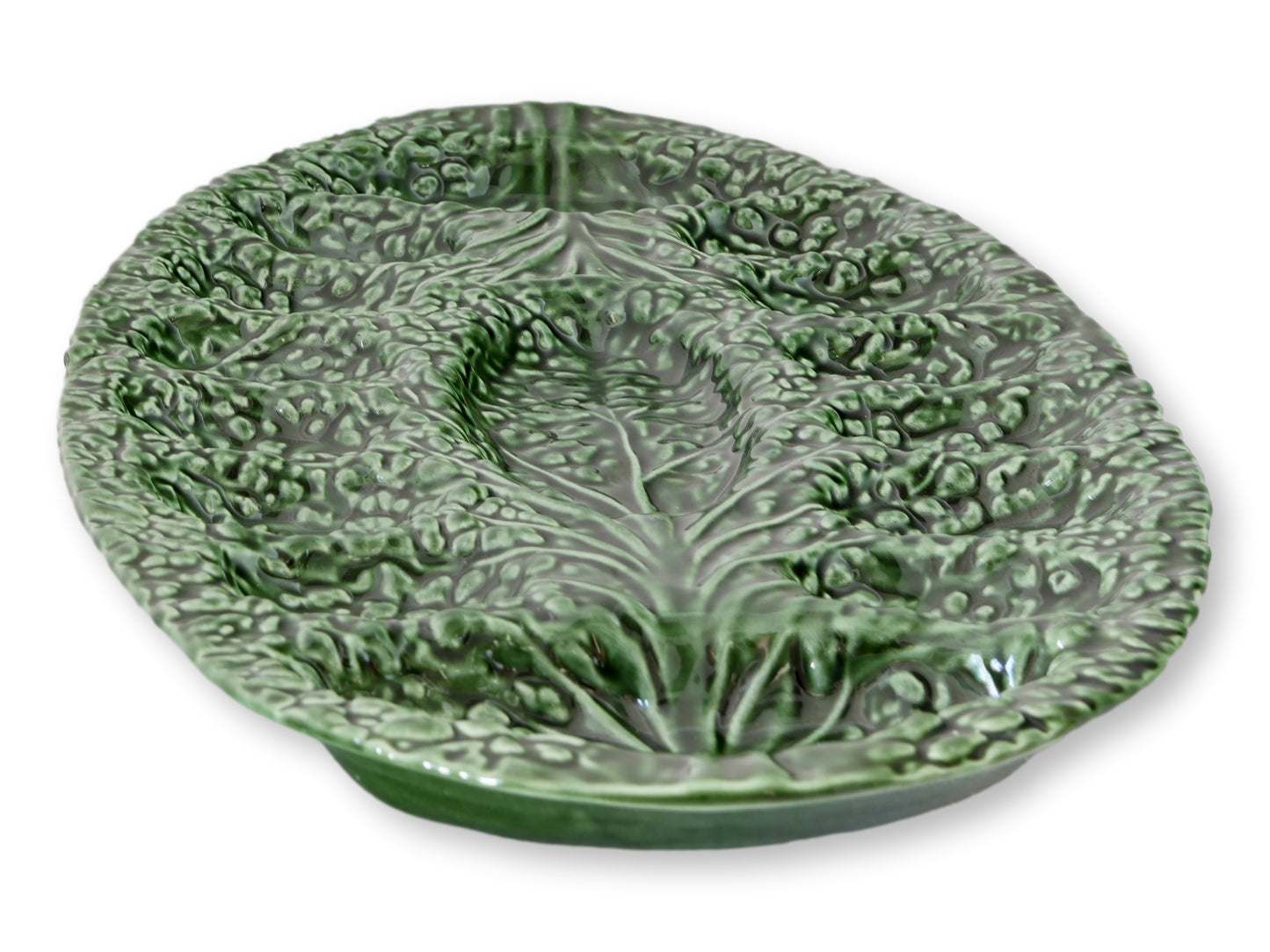 Majolica Cabbageware Deviled Egg Plate