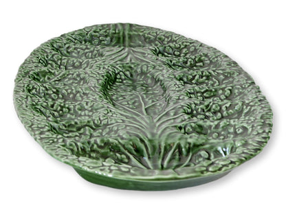 Majolica Cabbageware Deviled Egg Plate
