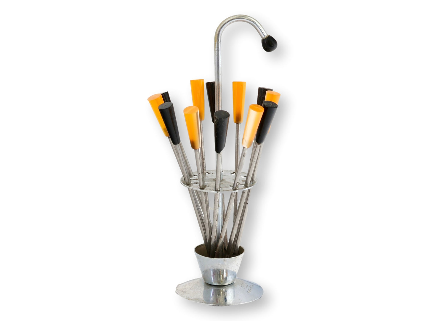 Art Deco French Cocktail / Fondue Stick Set with Holder