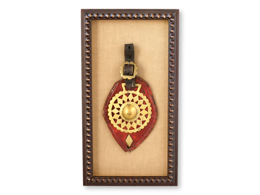 Antique Framed English Horse Brass Medallion