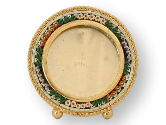 Midcentury Miniature Italian Micromosaic Round Picture Frame for Neiman Marcus