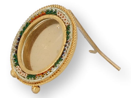 Midcentury Miniature Italian Micromosaic Round Picture Frame for Neiman Marcus