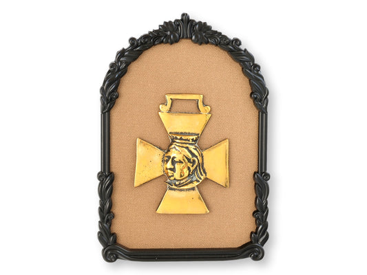 Antique Framed English Queen Victoria Horse Brass