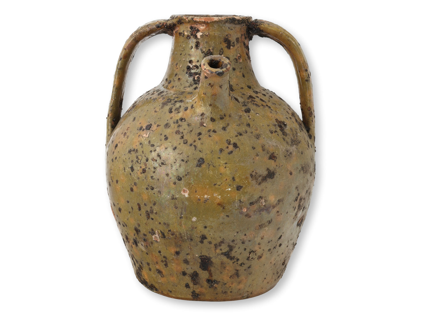 Large Antique French Glazed Terracotta Jug