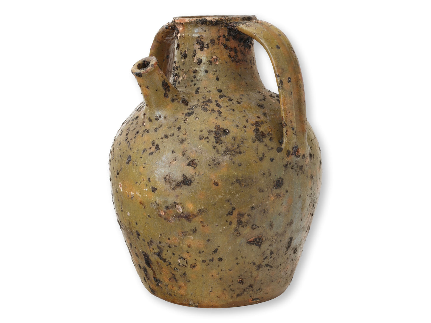 Large Antique French Glazed Terracotta Jug