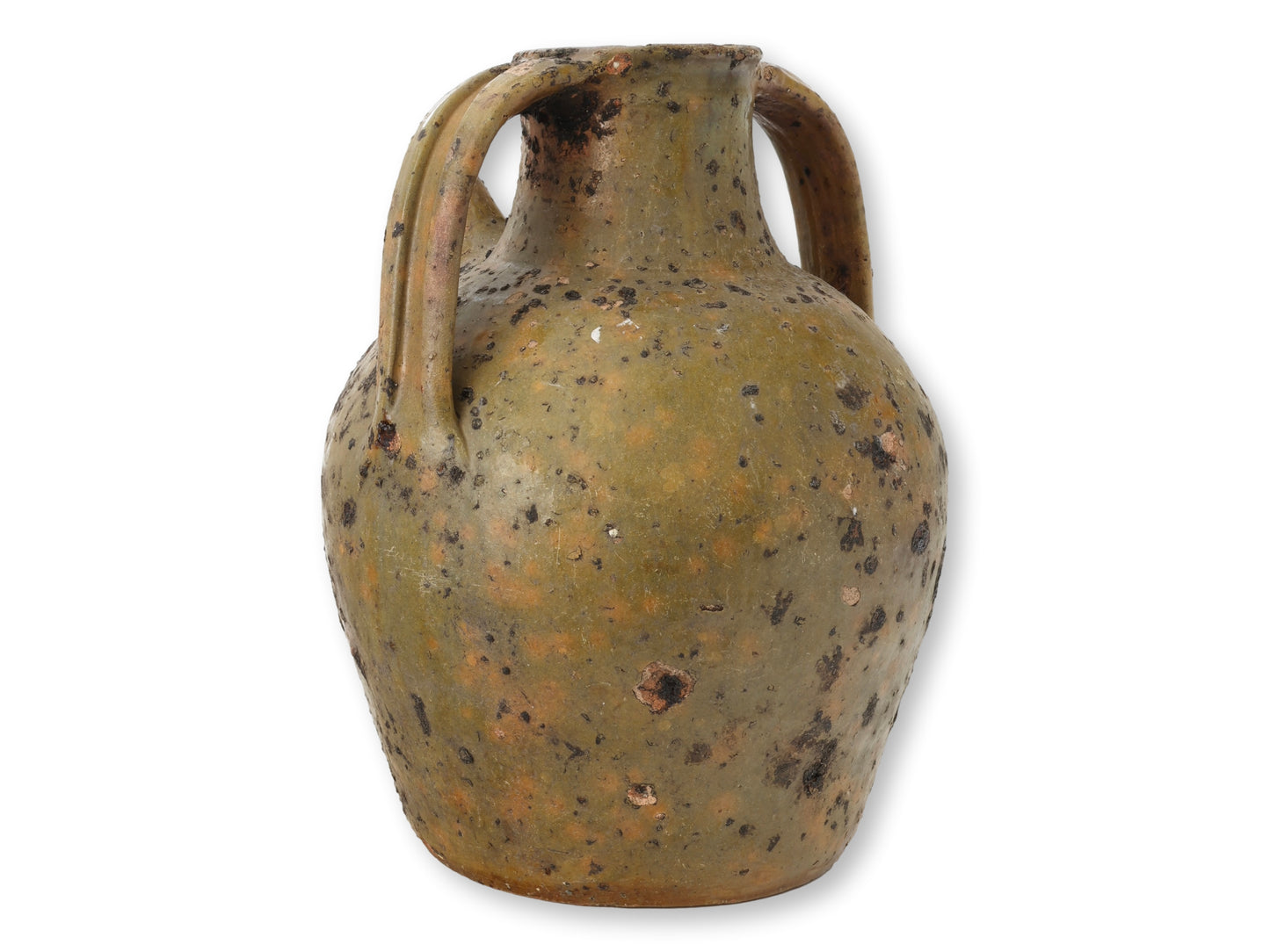 Large Antique French Glazed Terracotta Jug
