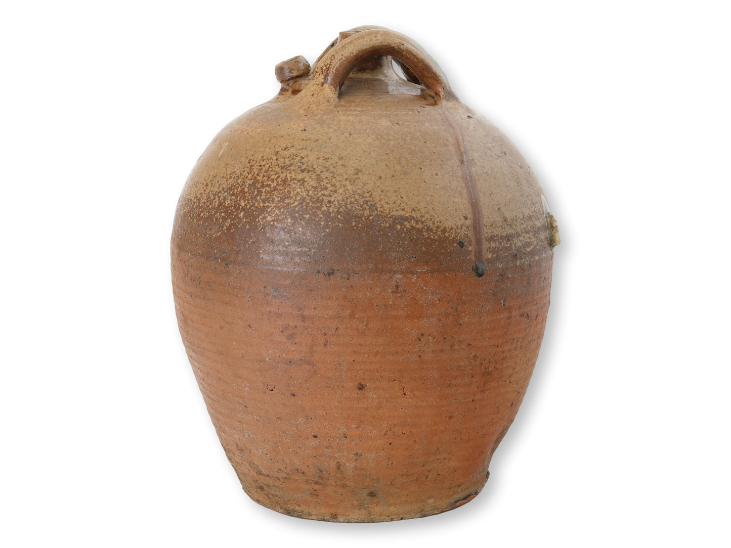 Large Antique French Glazed Terracotta Jug