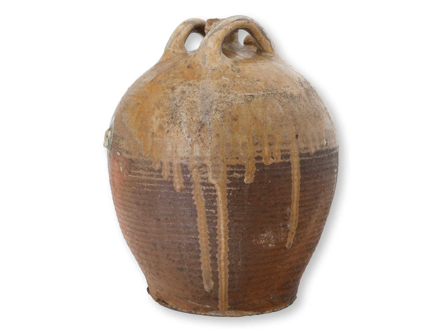 Large Antique French Glazed Terracotta Jug