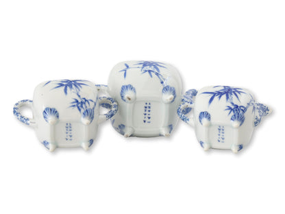 Japanese Meiji Porcelain Bamboo Tea Set, 3 Pieces