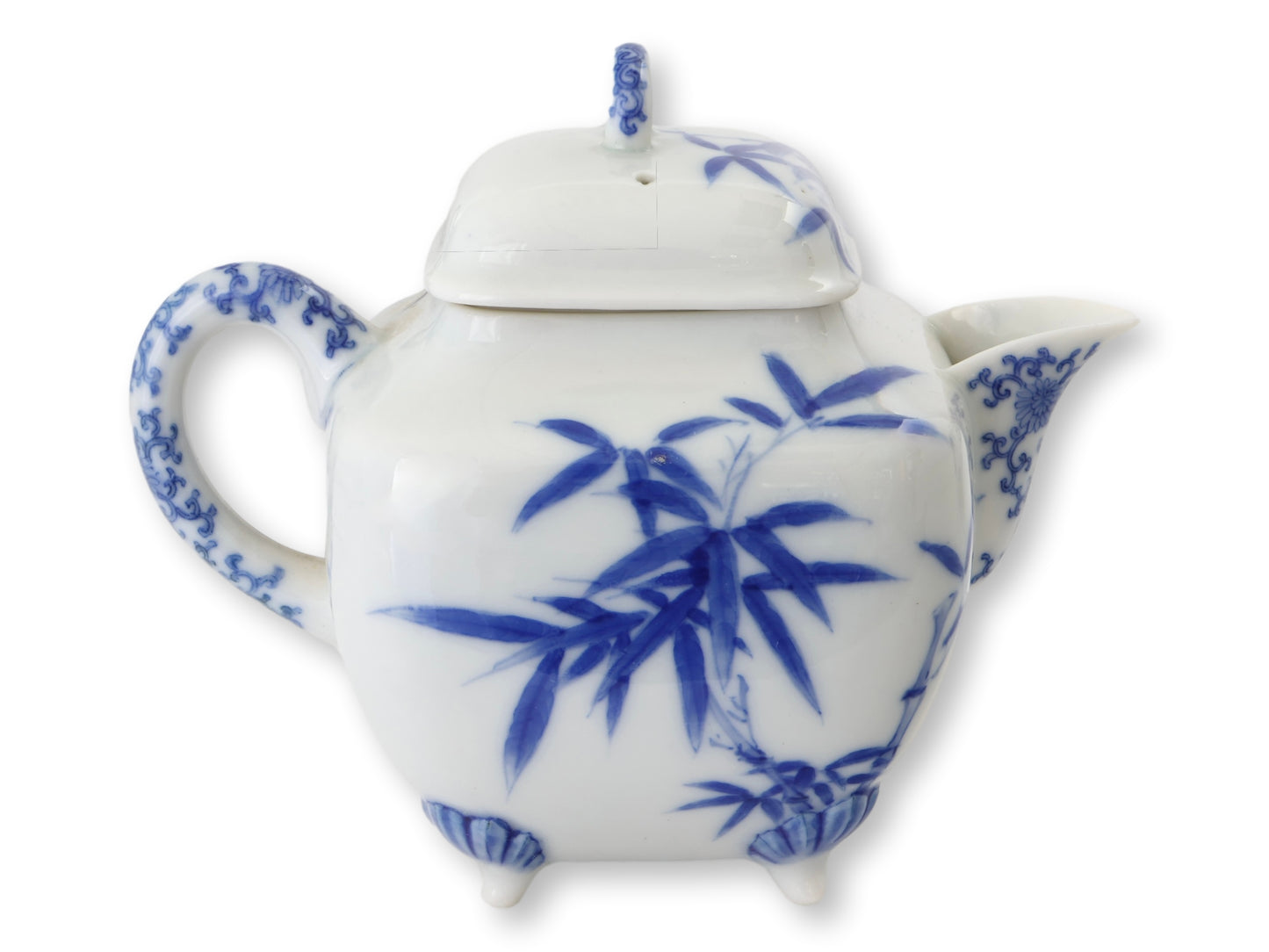 Japanese Meiji Porcelain Bamboo Tea Set, 3 Pieces