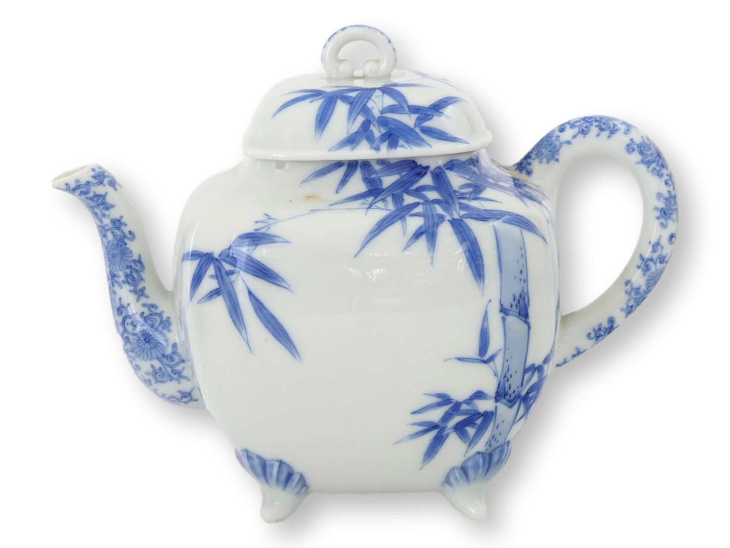 Japanese Meiji Porcelain Bamboo Tea Set, 3 Pieces