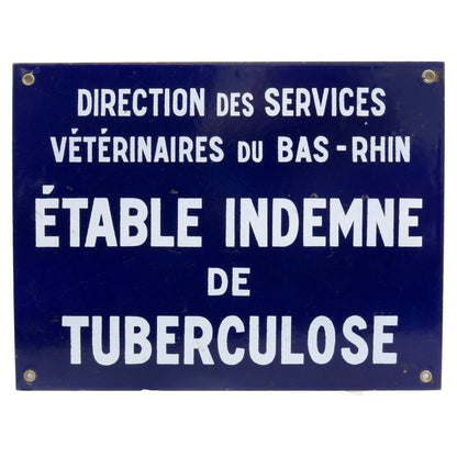 Vintage French Enamel Veterinary Health Sign