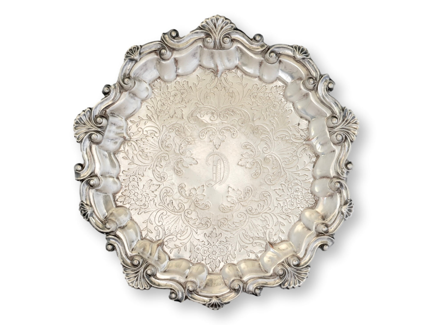 Antique English Silverplate Petit 'D' Tray