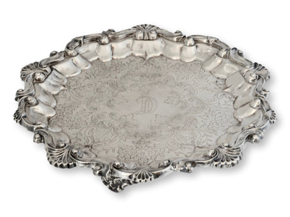 Antique English Silverplate Petit 'D' Tray