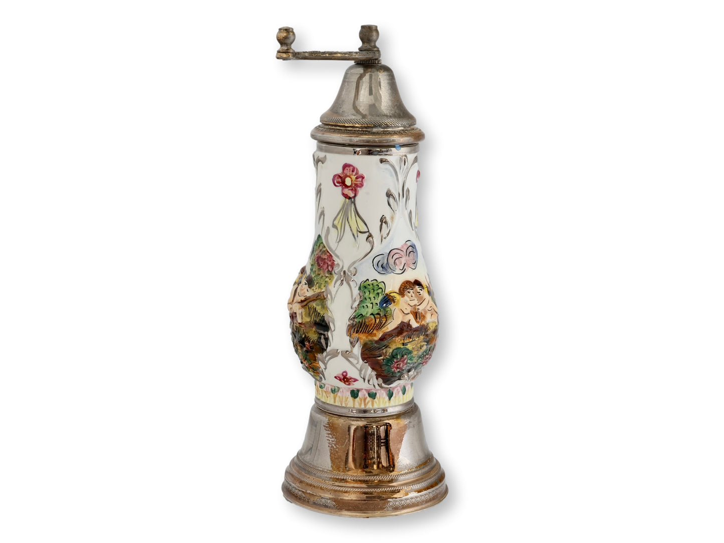Mid-Century Capodimonte Reuge Musical Pepper Grinder