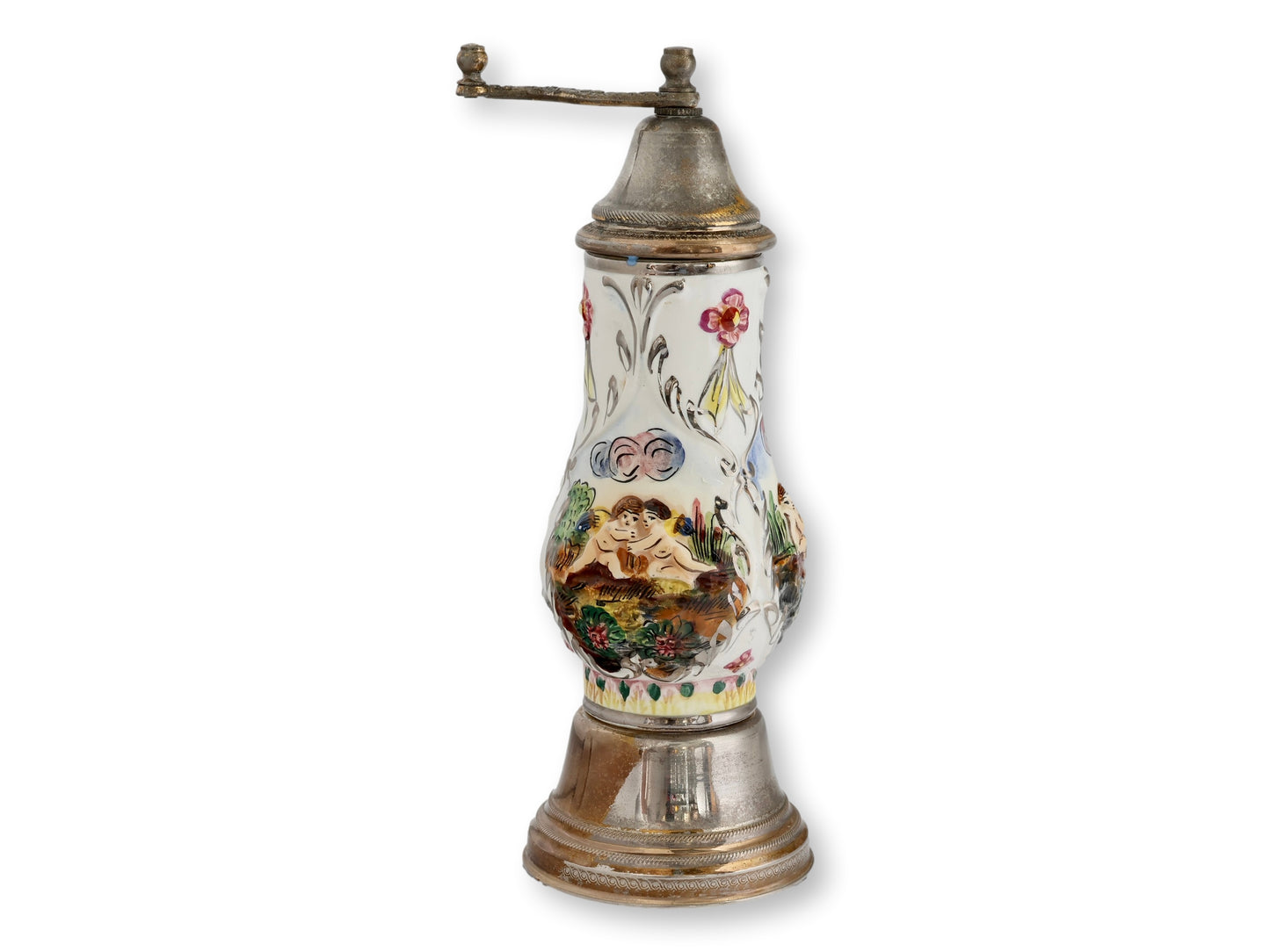 Mid-Century Capodimonte Reuge Musical Pepper Grinder