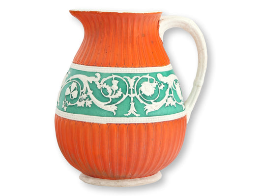 Antique English Salt Glaze Fall Color Water Pitcher