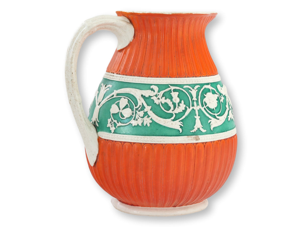 Antique English Salt Glaze Fall Color Water Pitcher