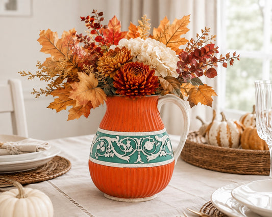 Antique English Salt Glaze Fall Color Water Pitcher