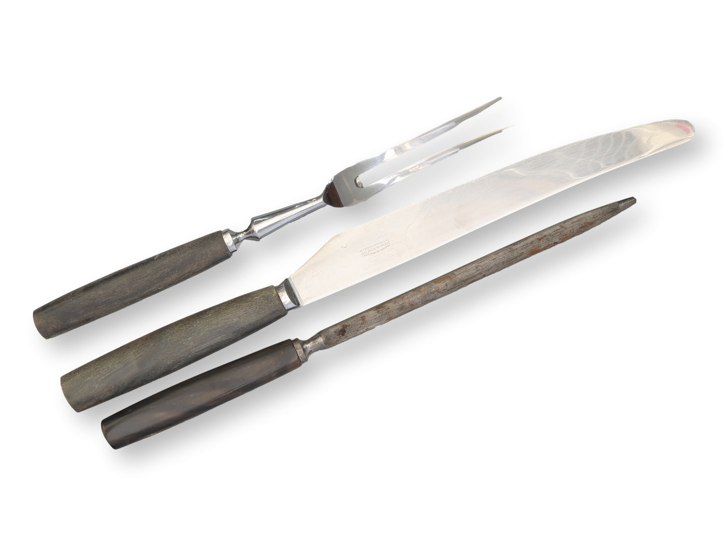 English Polished Natural Horn Cutlery, Service for 12